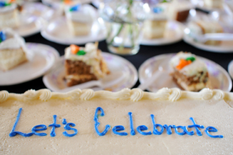 (Photo - 'Let's Celebrate' sheet cake)
