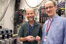 (Photo - Michael Toney and Stefan Mannsfeld at the Stanford Synchrotron Radiation Lightsource)