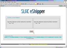 (Photo - The new SLAC E-Shipper Web interface)