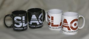 (Photo - new SLAC logo mugs)