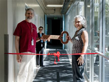(Photo - Persis Drell and Phil Bucksbaum at the PULSE ribbon cutting ceremony)